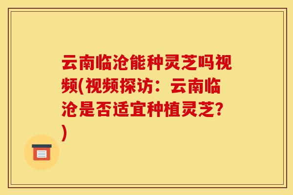 云南临沧能种灵芝吗视频(视频探访:云南临沧是否适宜种植灵芝?) 云南临沧能种灵芝吗视频(视频探访:云南临沧是否适宜种植灵芝?)