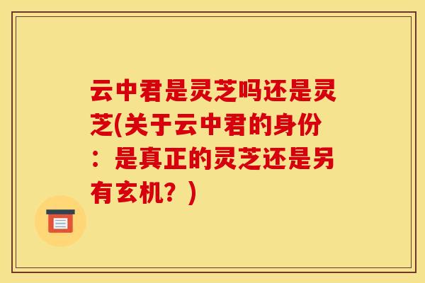 云中君是灵芝吗还是灵芝(关于云中君的身份:是真正的灵芝还是另有玄机?) 云中君是灵芝吗还是灵芝(关于云中君的身份:是真正的灵芝还是另有玄机?)