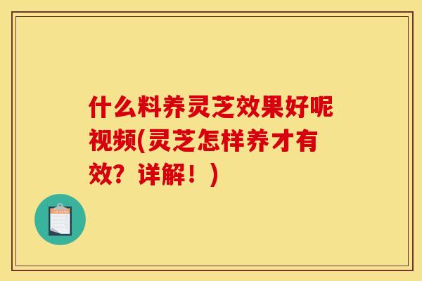 什么料养灵芝效果好呢视频(灵芝怎样养才有效?详解!) 什么料养灵芝效果好呢视频(灵芝怎样养才有效?详解!)