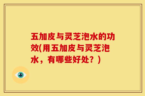 五加皮与灵芝泡水的功效(用五加皮与灵芝泡水,有哪些好处?) 五加皮与灵芝泡水的功效(用五加皮与灵芝泡水,有哪些好处?)