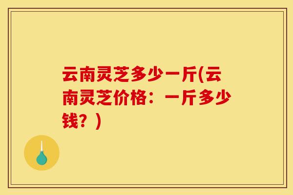 云南灵芝多少一斤(云南灵芝价格：一斤多少钱？)