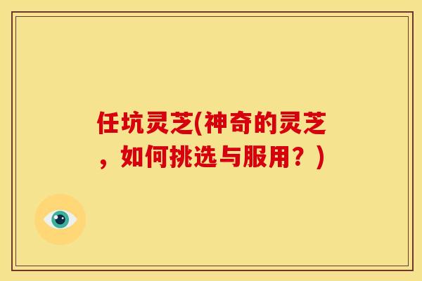任坑灵芝(神奇的灵芝,如何挑选与服用?) 任坑灵芝(神奇的灵芝,如何挑选与服用?)