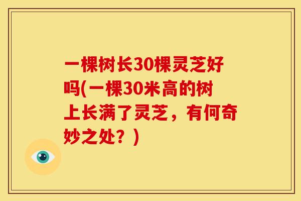 一棵树长30棵灵芝好吗(一棵30米高的树上长满了灵芝,有何奇妙之处?) 一棵树长30棵灵芝好吗(一棵30米高的树上长满了灵芝,有何奇妙之处?)