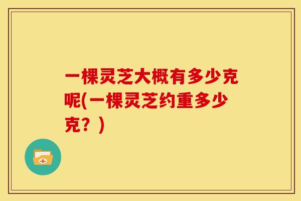 一棵灵芝大概有多少克呢(一棵灵芝约重多少克?) 一棵灵芝大概有多少克呢(一棵灵芝约重多少克?)