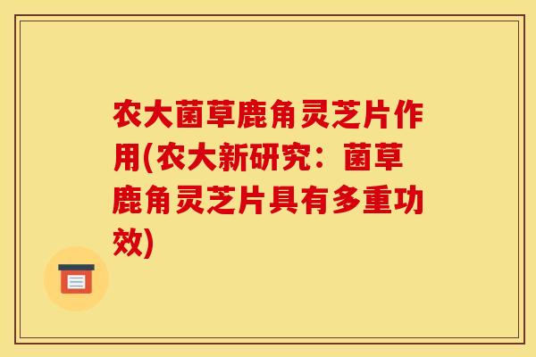 农大菌草鹿角灵芝片作用(农大新研究:菌草鹿角灵芝片具有多重功效) 农大菌草鹿角灵芝片作用(农大新研究:菌草鹿角灵芝片具有多重功效)