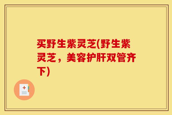 买野生紫灵芝(野生紫灵芝,美容双管齐下) 买野生紫灵芝(野生紫灵芝,美容双管齐下)