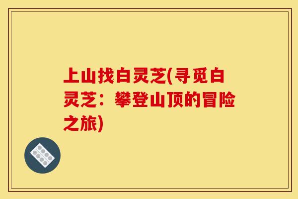 上山找白灵芝(寻觅白灵芝:攀登山顶的冒险之旅) 上山找白灵芝(寻觅白灵芝:攀登山顶的冒险之旅)