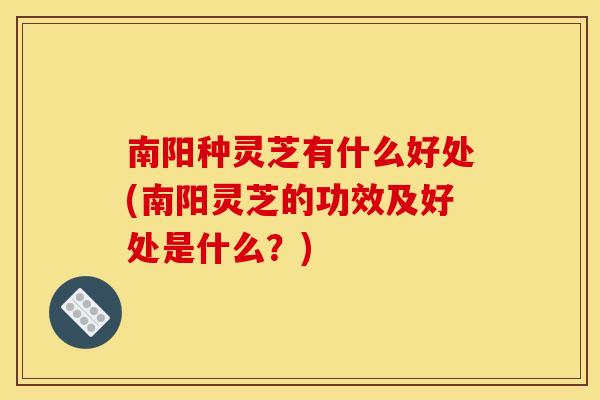 南阳种灵芝有什么好处(南阳灵芝的功效及好处是什么?) 南阳种灵芝有什么好处(南阳灵芝的功效及好处是什么?)