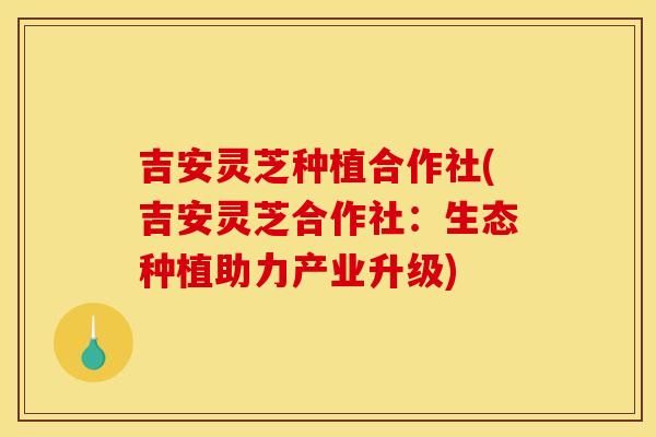 吉安灵芝种植合作社(吉安灵芝合作社:生态种植助力产业升级) 吉安灵芝种植合作社(吉安灵芝合作社:生态种植助力产业升级)