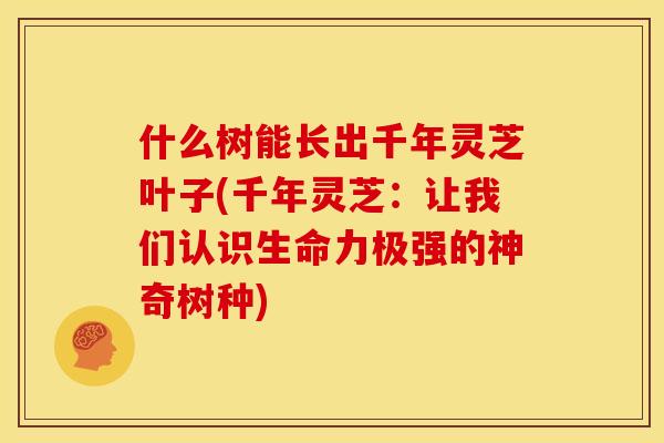 什么树能长出千年灵芝叶子(千年灵芝:让我们认识生命力极强的神奇树种) 什么树能长出千年灵芝叶子(千年灵芝:让我们认识生命力极强的神奇树种)