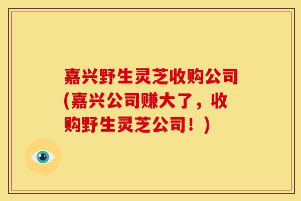 嘉兴野生灵芝收购公司(嘉兴公司赚大了,收购野生灵芝公司!) 嘉兴野生灵芝收购公司(嘉兴公司赚大了,收购野生灵芝公司!)