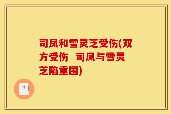 司凤和雪灵芝受伤(双方受伤 司凤与雪灵芝陷重围) 司凤和雪灵芝受伤(双方受伤 司凤与雪灵芝陷重围)