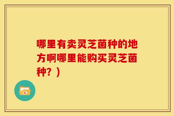 哪里有卖灵芝菌种的地方啊哪里能购买灵芝菌种？)