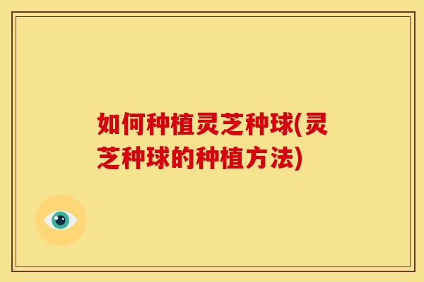 如何种植灵芝种球(灵芝种球的种植方法) 如何种植灵芝种球(灵芝种球的种植方法)