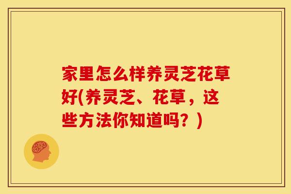 家里怎么样养灵芝花草好(养灵芝、花草,这些方法你知道吗?) 家里怎么样养灵芝花草好(养灵芝、花草,这些方法你知道吗?)