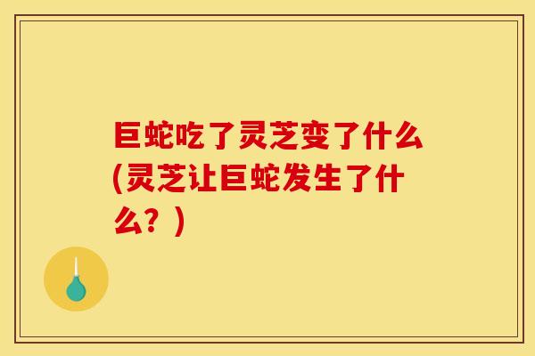 巨蛇吃了灵芝变了什么(灵芝让巨蛇发生了什么？)