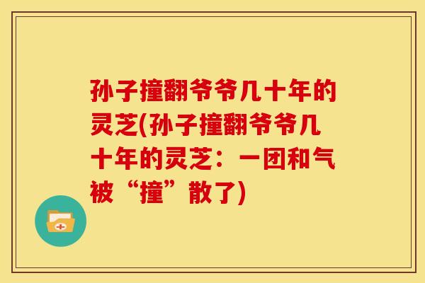 孙子撞翻爷爷几十年的灵芝(孙子撞翻爷爷几十年的灵芝:一团和气被“撞”散了) 孙子撞翻爷爷几十年的灵芝(孙子撞翻爷爷几十年的灵芝:一团和气被“撞”散了)