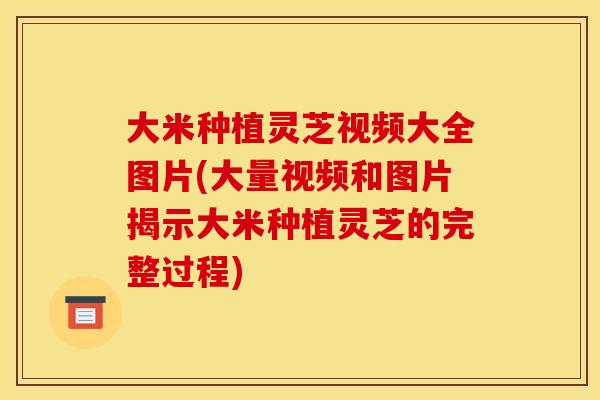 大米种植灵芝视频大全图片(大量视频和图片揭示大米种植灵芝的完整过程)