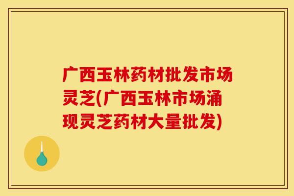 广西玉林药材批发市场灵芝(广西玉林市场涌现灵芝药材大量批发)