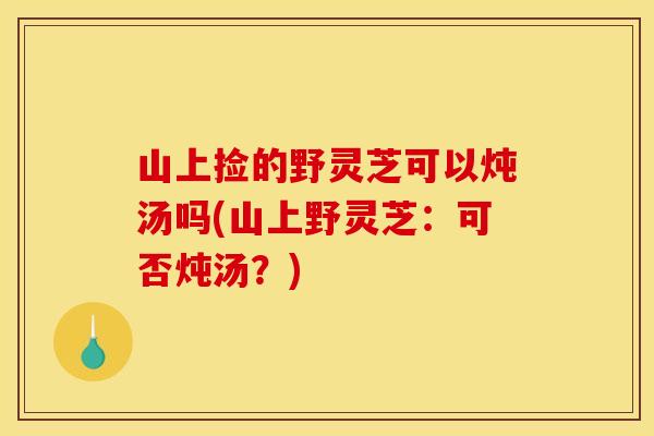 山上捡的野灵芝可以炖汤吗(山上野灵芝：可否炖汤？)