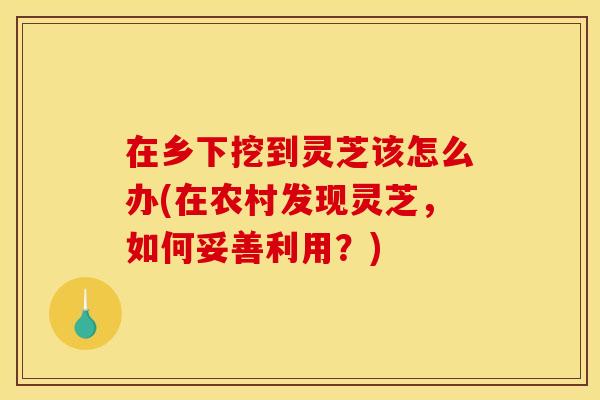 在乡下挖到灵芝该怎么办(在农村发现灵芝，如何妥善利用？)