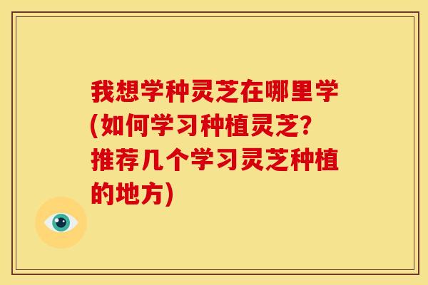 我想学种灵芝在哪里学(如何学习种植灵芝？推荐几个学习灵芝种植的地方)