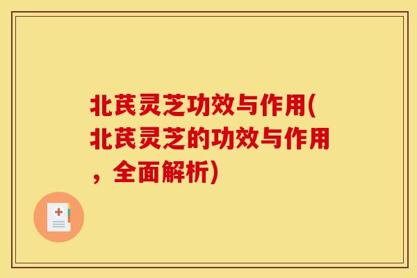 北芪灵芝功效与作用(北芪灵芝的功效与作用，全面解析)