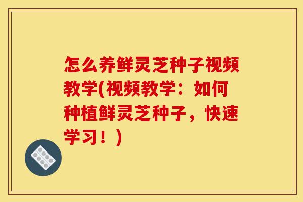 怎么养鲜灵芝种子视频教学(视频教学：如何种植鲜灵芝种子，快速学习！)