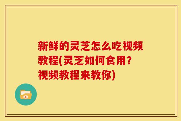 新鲜的灵芝怎么吃视频教程(灵芝如何食用?视频教程来教你) 新鲜的灵芝怎么吃视频教程(灵芝如何食用?视频教程来教你)