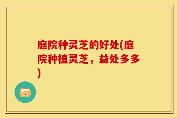 庭院种灵芝的好处(庭院种植灵芝,益处多多) 庭院种灵芝的好处(庭院种植灵芝,益处多多)