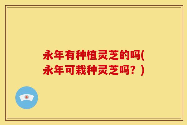 永年有种植灵芝的吗(永年可栽种灵芝吗?) 永年有种植灵芝的吗(永年可栽种灵芝吗?)