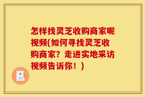 怎样找灵芝收购商家呢视频(如何寻找灵芝收购商家?走进实地采访视频告诉你!) 怎样找灵芝收购商家呢视频(如何寻找灵芝收购商家?走进实地采访视频告诉你!)