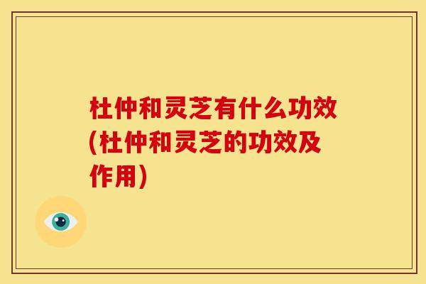 杜仲和灵芝有什么功效(杜仲和灵芝的功效及作用) 杜仲和灵芝有什么功效(杜仲和灵芝的功效及作用)