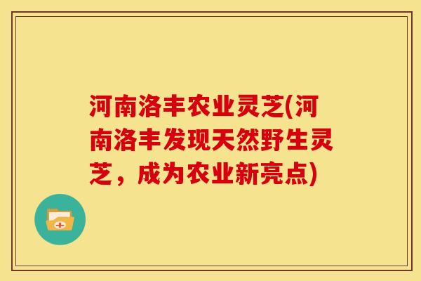 河南洛丰农业灵芝(河南洛丰发现天然野生灵芝,成为农业新亮点) 河南洛丰农业灵芝(河南洛丰发现天然野生灵芝,成为农业新亮点)