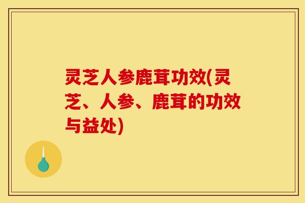灵芝人参鹿茸功效(灵芝、人参、鹿茸的功效与益处)