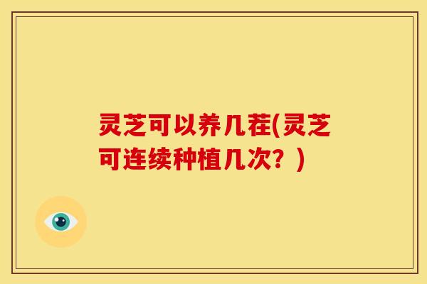 灵芝可以养几茬(灵芝可连续种植几次？)