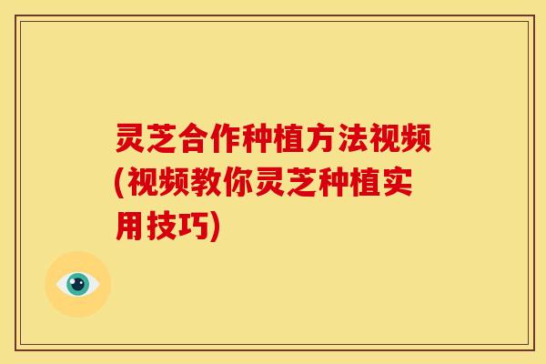 灵芝合作种植方法视频(视频教你灵芝种植实用技巧) 灵芝合作种植方法视频(视频教你灵芝种植实用技巧)