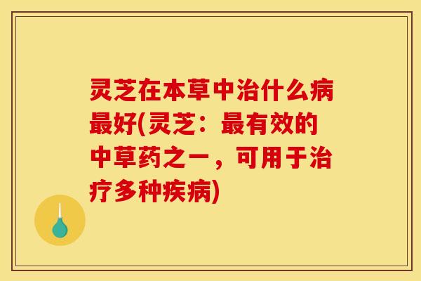 灵芝在本草中什么好(灵芝:有效的中草药之一,可用于多种) 灵芝在本草中什么好(灵芝:有效的中草药之一,可用于多种)
