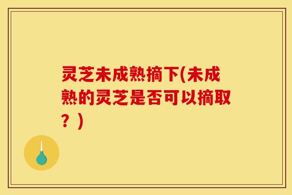 灵芝未成熟摘下(未成熟的灵芝是否可以摘取?) 灵芝未成熟摘下(未成熟的灵芝是否可以摘取?)