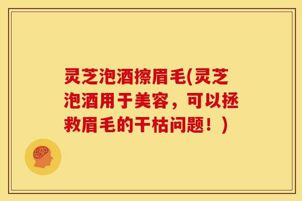 灵芝泡酒擦眉毛(灵芝泡酒用于美容，可以拯救眉毛的干枯问题！)