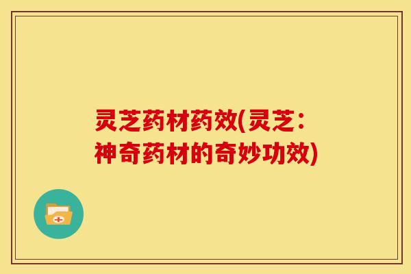 灵芝药材(灵芝：神奇药材的奇妙功效)