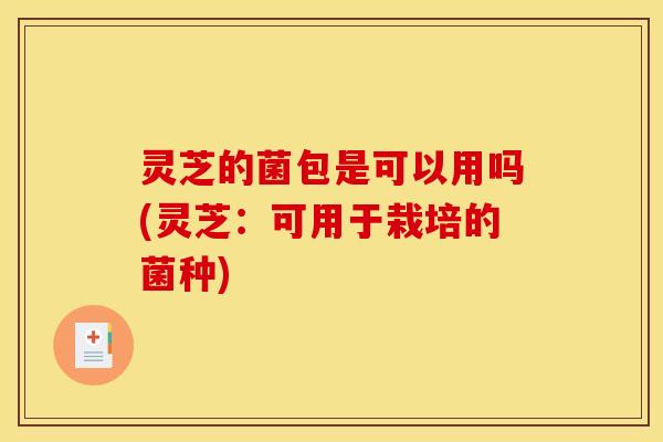 灵芝的菌包是可以用吗(灵芝:可用于栽培的菌种) 灵芝的菌包是可以用吗(灵芝:可用于栽培的菌种)
