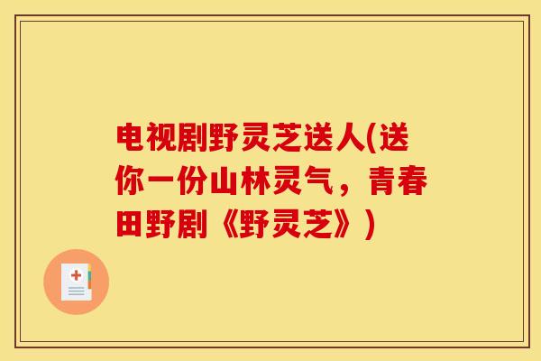 电视剧野灵芝送人(送你一份山林灵气，青春田野剧《野灵芝》)