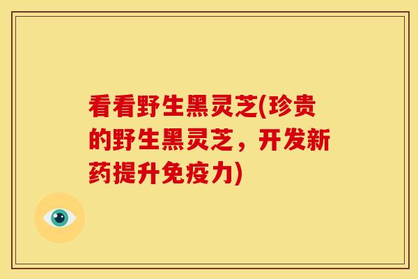 看看野生黑灵芝(珍贵的野生黑灵芝，开发新药提升免疫力)