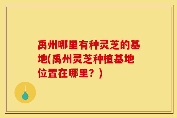 禹州哪里有种灵芝的基地(禹州灵芝种植基地位置在哪里?) 禹州哪里有种灵芝的基地(禹州灵芝种植基地位置在哪里?)
