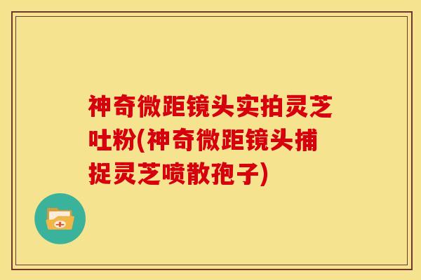神奇微距镜头实拍灵芝吐粉(神奇微距镜头捕捉灵芝喷散孢子)