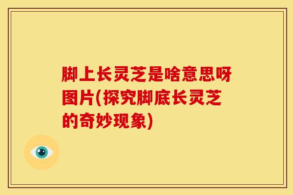 脚上长灵芝是啥意思呀图片(探究脚底长灵芝的奇妙现象) 脚上长灵芝是啥意思呀图片(探究脚底长灵芝的奇妙现象)