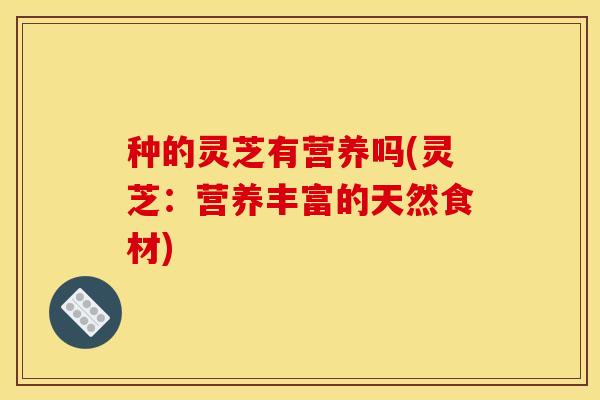 种的灵芝有营养吗(灵芝：营养丰富的天然食材)