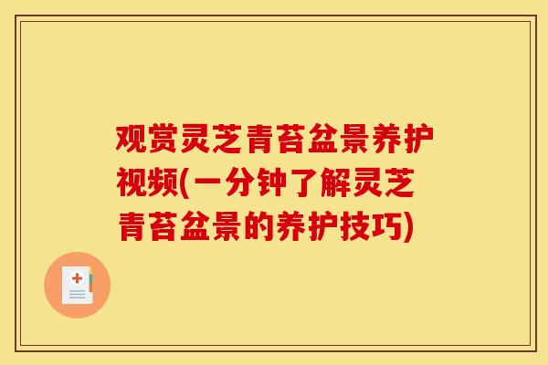 观赏灵芝青苔盆景养护视频(一分钟了解灵芝青苔盆景的养护技巧) 观赏灵芝青苔盆景养护视频(一分钟了解灵芝青苔盆景的养护技巧)