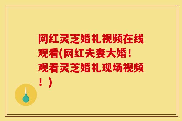 网红灵芝婚礼视频在线观看(网红夫妻大婚！观看灵芝婚礼现场视频！)